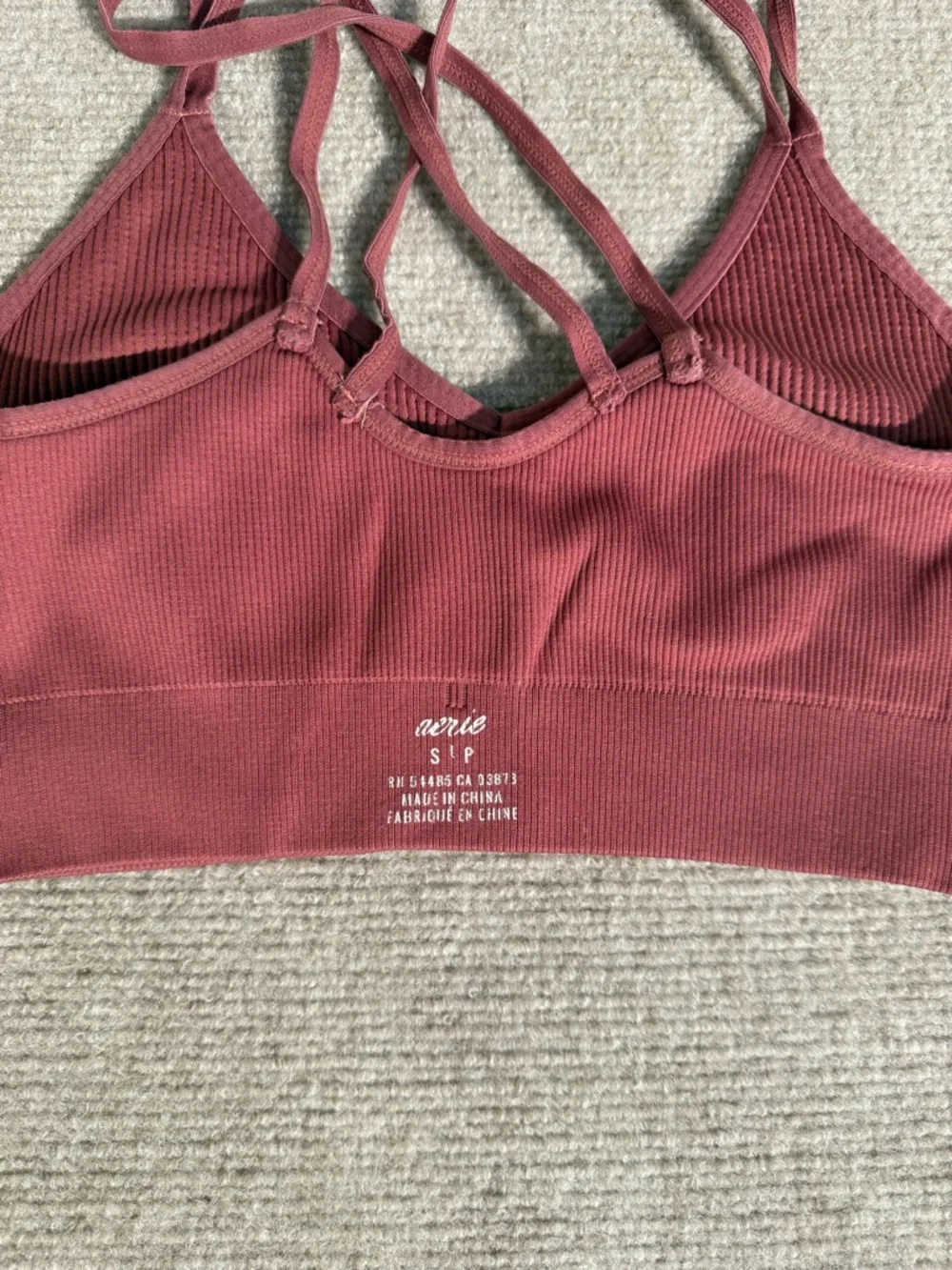 Aerie Rose Seamless Ribbed V-neck Strappy Cozy Loungewear Bralette - Size Small - Picture 4 of 5